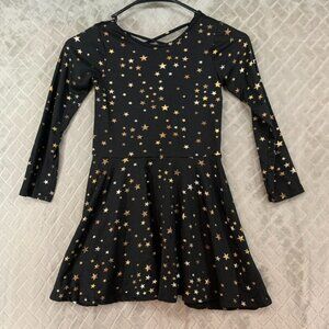 Pixie Lane Mini Dress Girls 8 Black Celestial Star Long Sleeve Fit & Flare